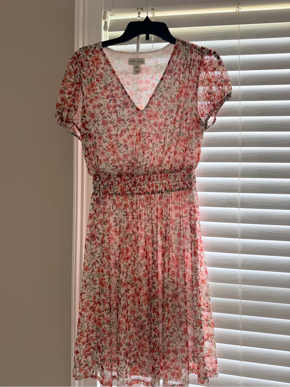 Floral V-Neck Smocked Midi Dress in Pink by Faith and Joy